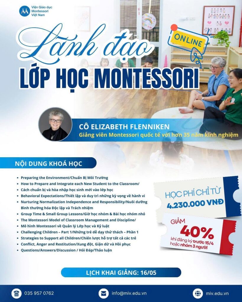 khóa học lãnh đạo lớp học Montessori-05 2026